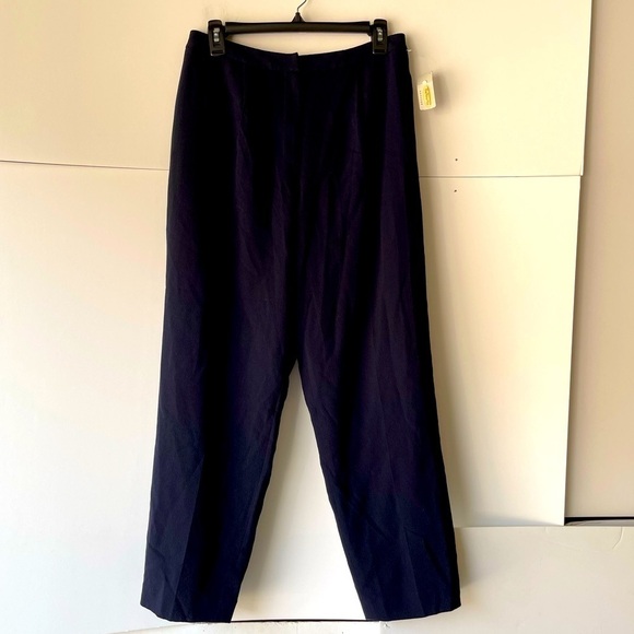 NWT! ($108) Women's Petite Navy Pleated Pants Trouser Relaxed Fit 100% Wool, 10P - Picture 8 of 11